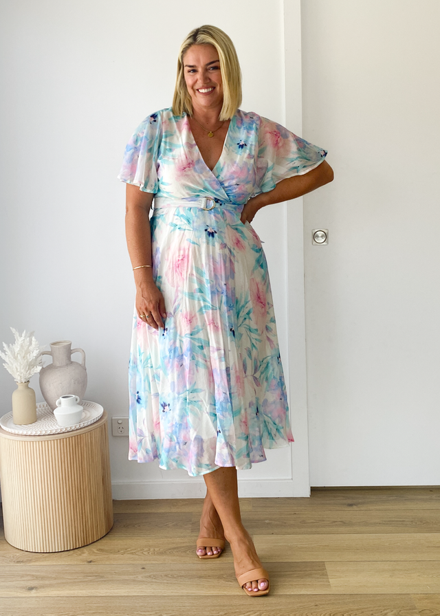 Zanzibar Midi Dress - Blue Floral