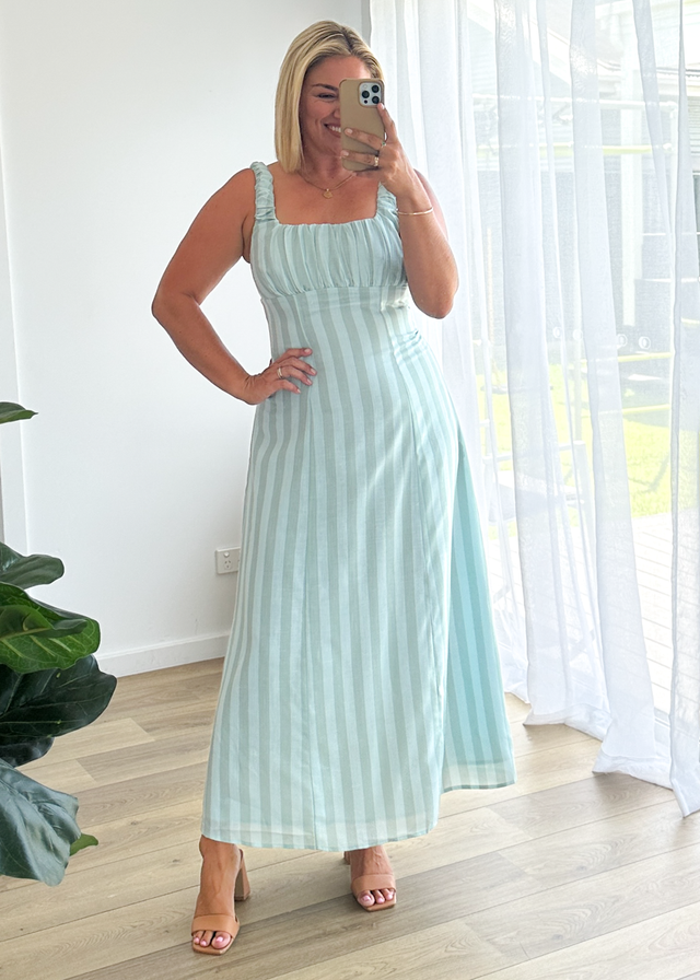 Kira Maxi Dress - Aqua Stripe