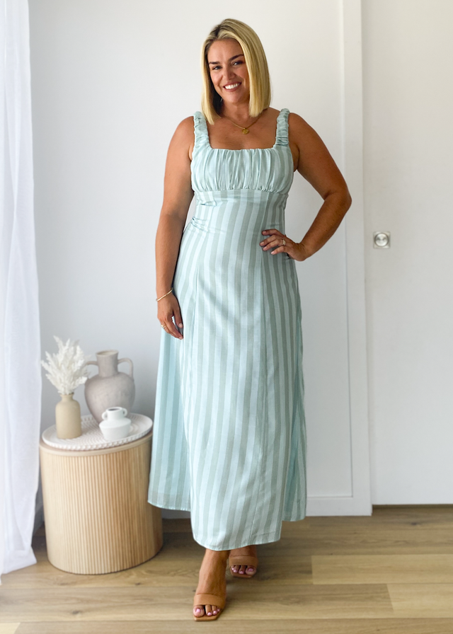 Kira Maxi Dress - Aqua Stripe