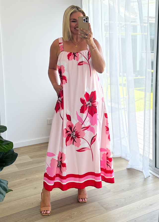 Linette Maxi Dress - Strawberry Bloom