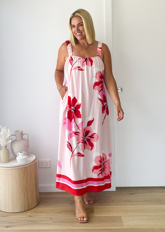 Linette Maxi Dress - Strawberry Bloom