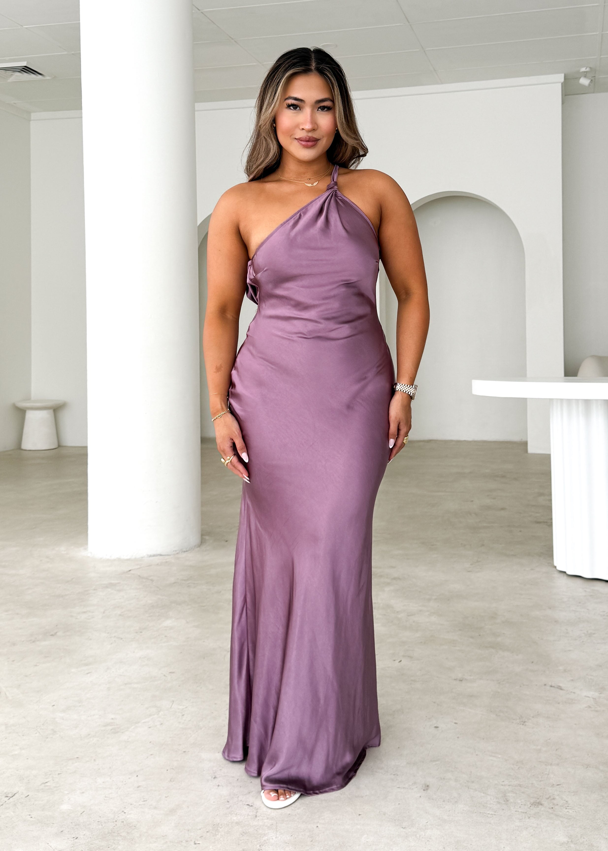 Maribelle One Shoulder Maxi Dress - Grape