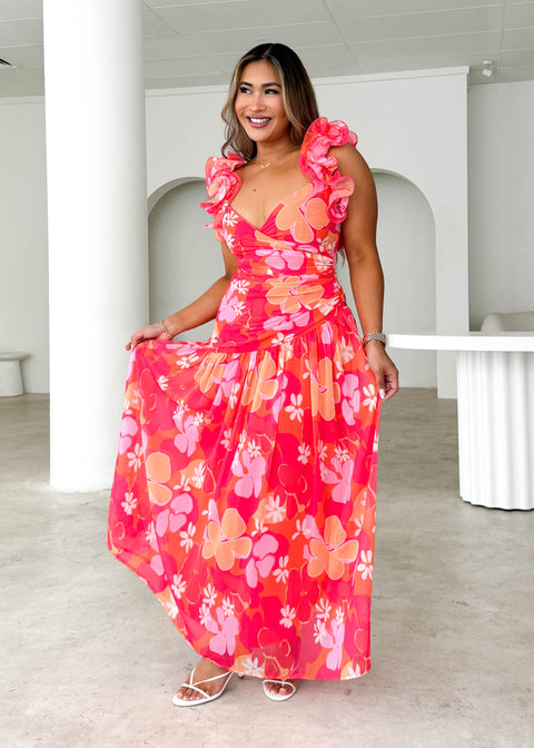 magenta floral maxi dress Lucine Maxi Dress