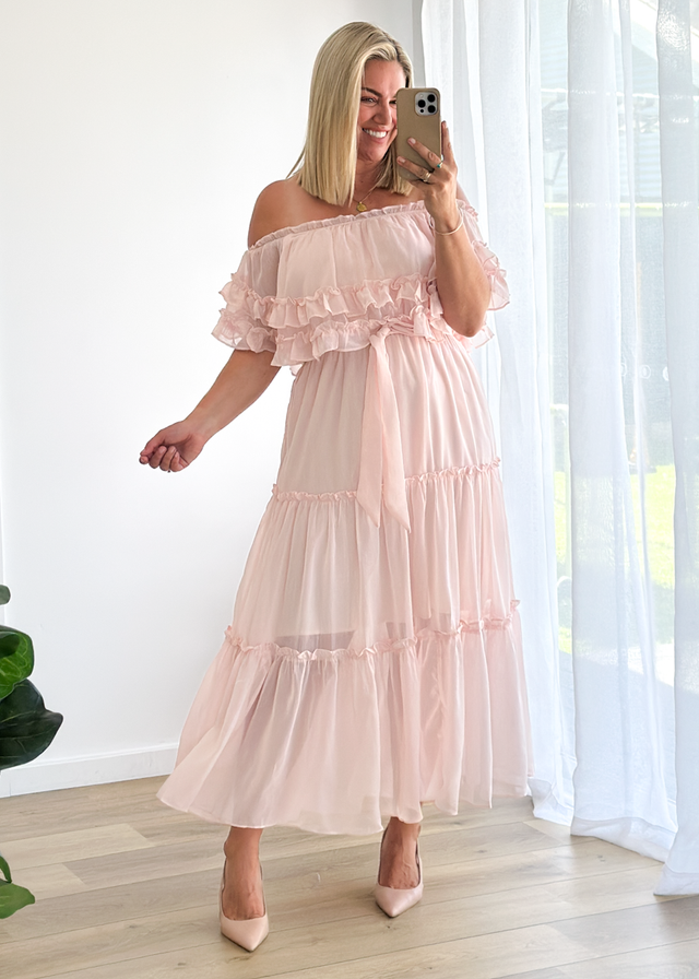 Halley Off Shoulder Maxi Dress - Blush