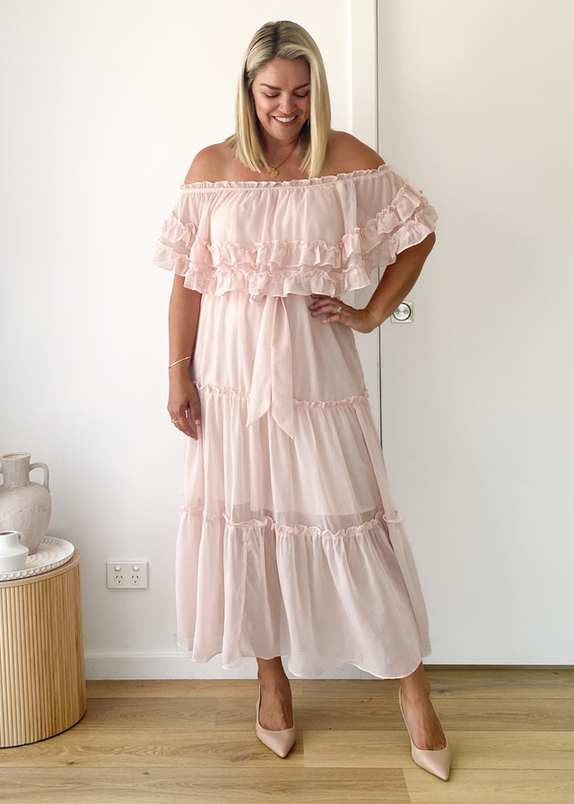 Halley Off Shoulder Maxi Dress - Blush