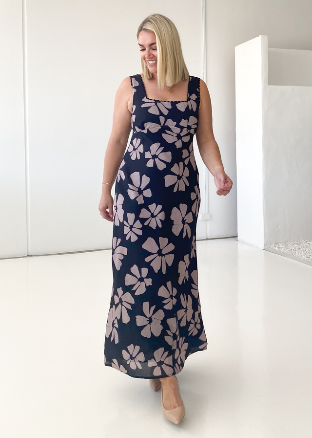 Lovestone Maxi Dress - Black Floral Gingham & Heels Lovestone Maxi Dress - Black Floral Gingham & Heels