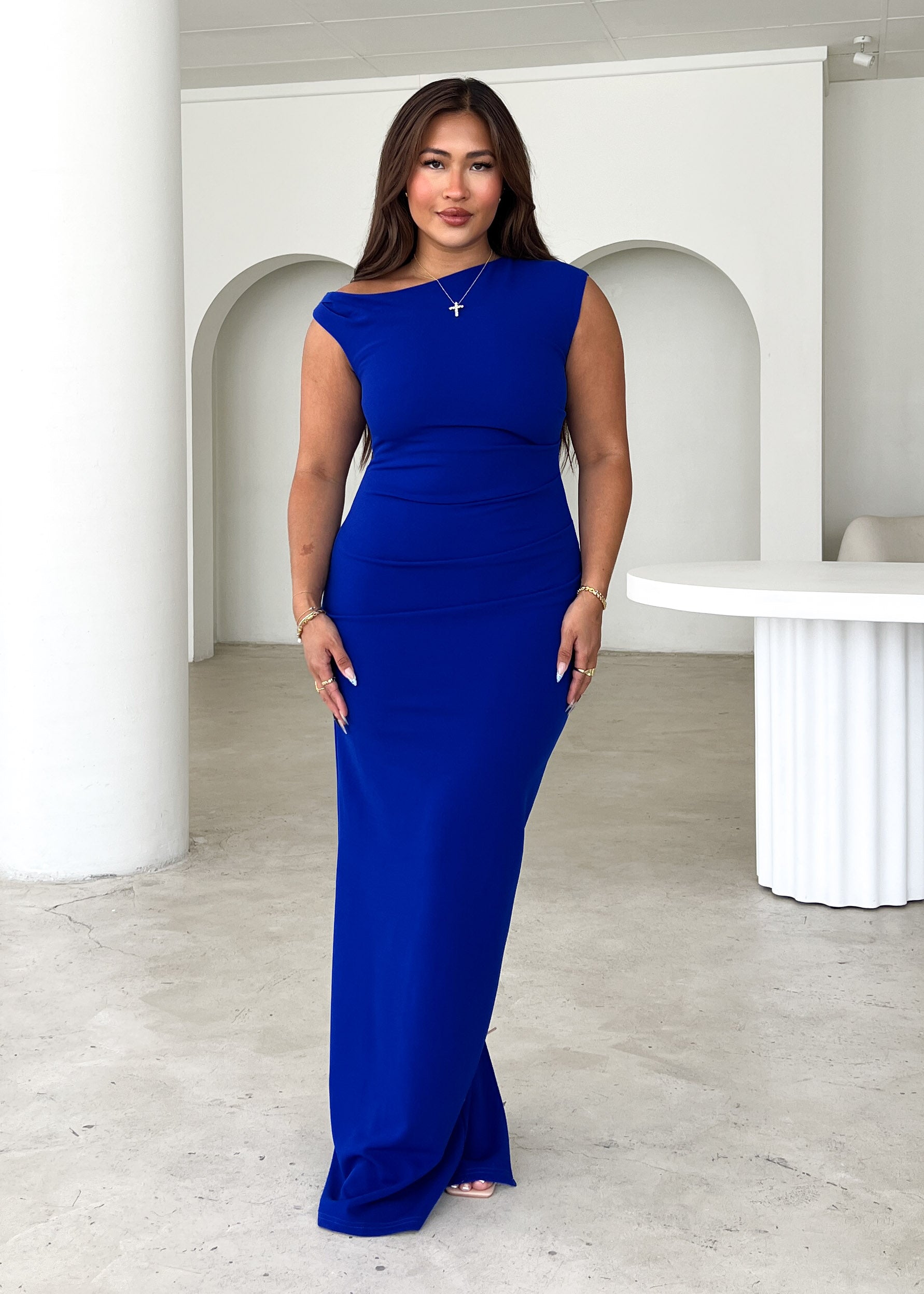 Carmella One Shoulder Maxi Dress - Cobalt