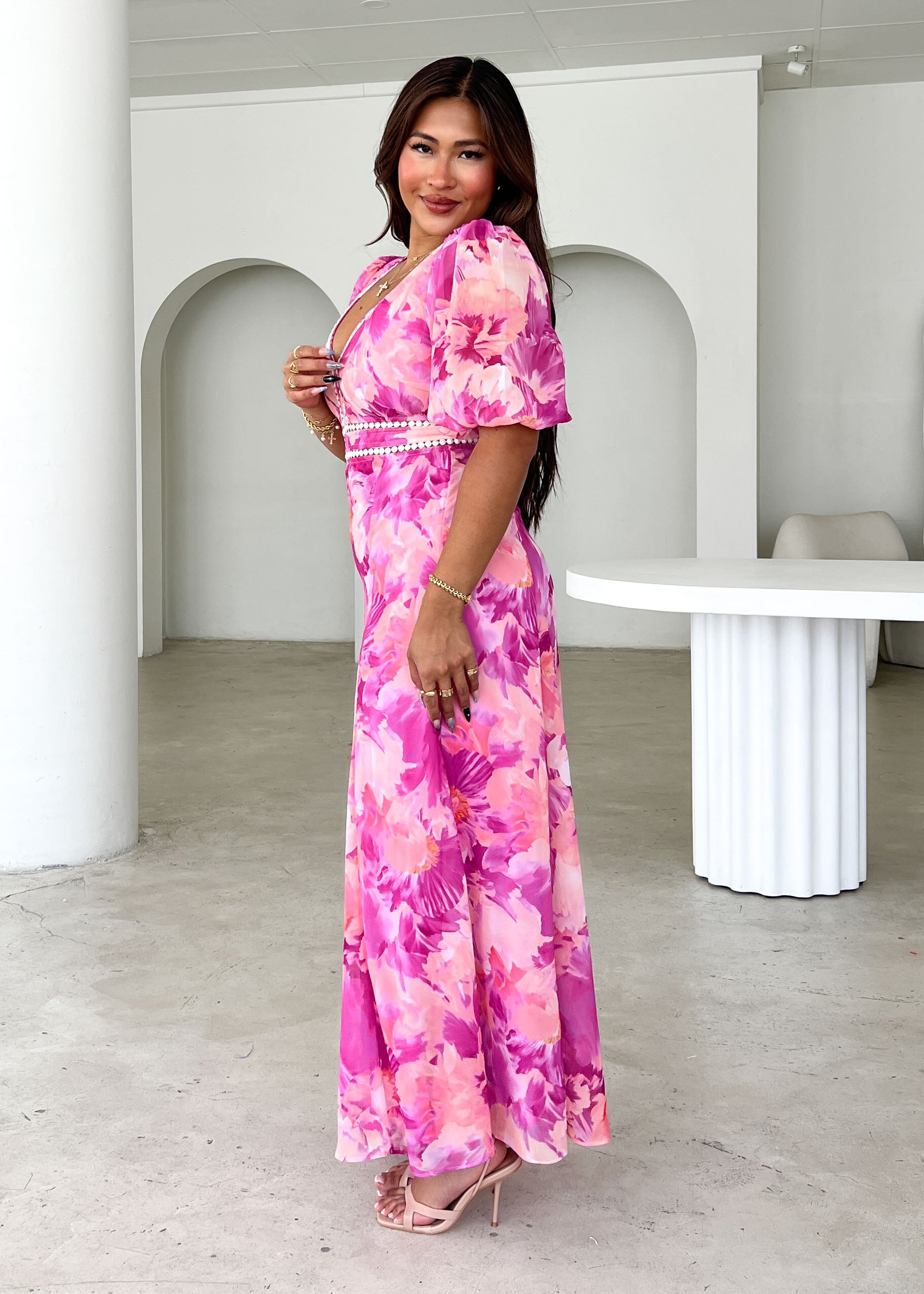 Avianna Midi Dress - Pink Ziah