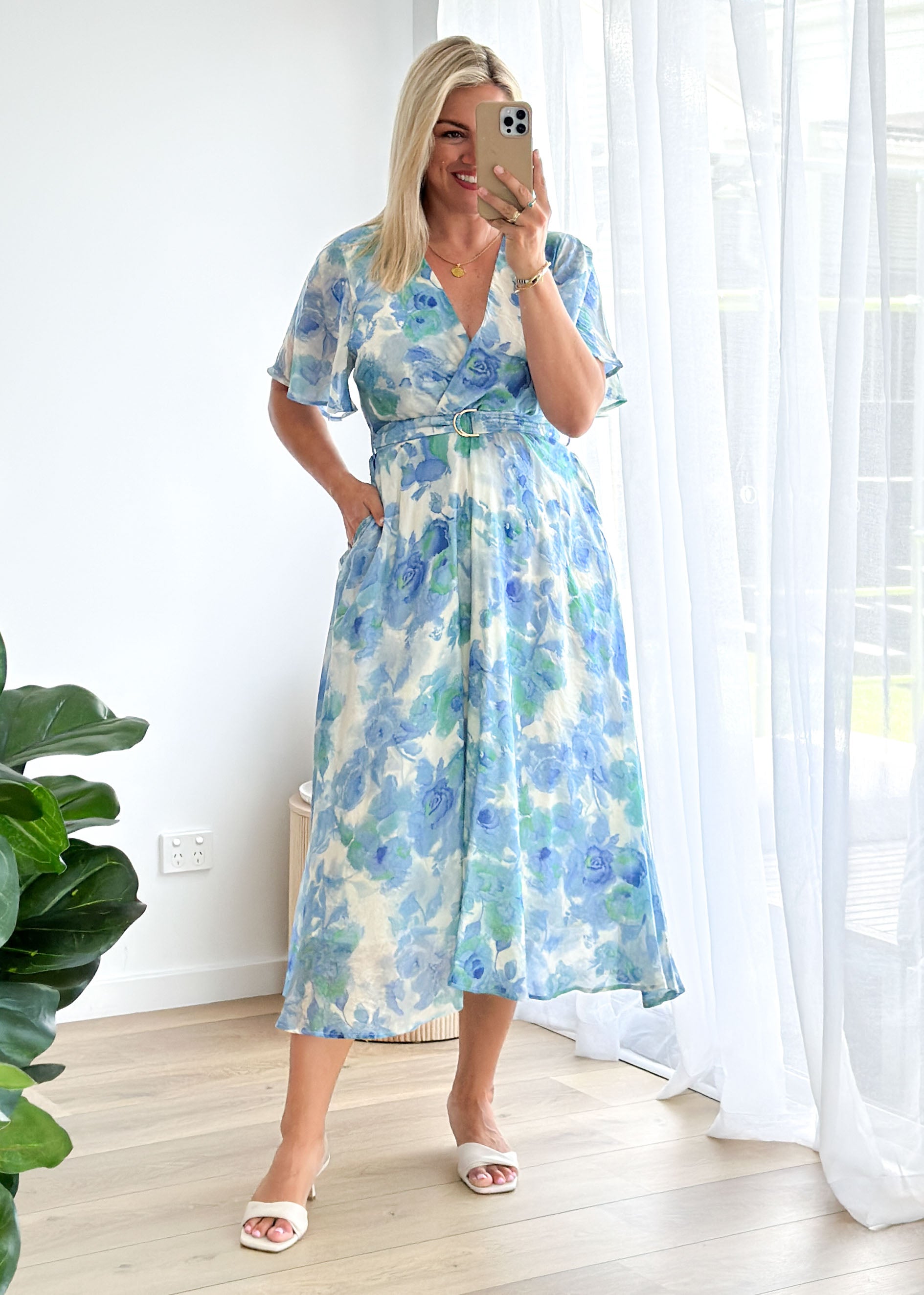 Nakiyah Midi Dress - Blue Floral