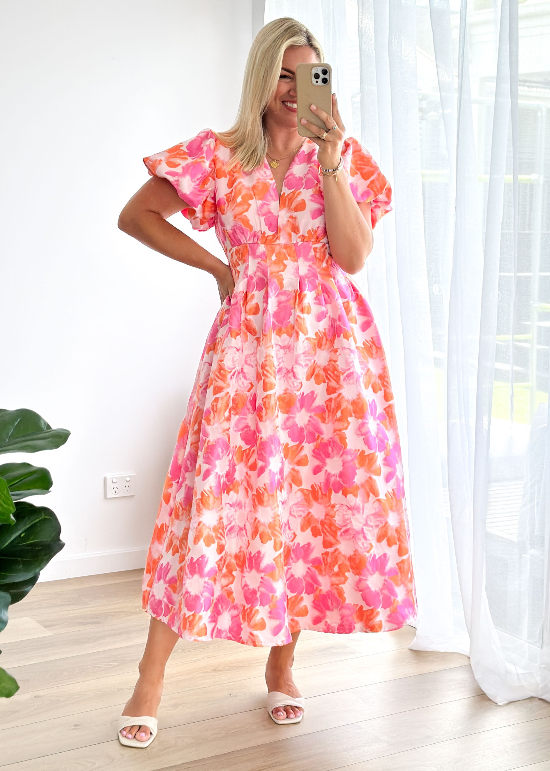 Baske Midi Dress - Sunset Floral