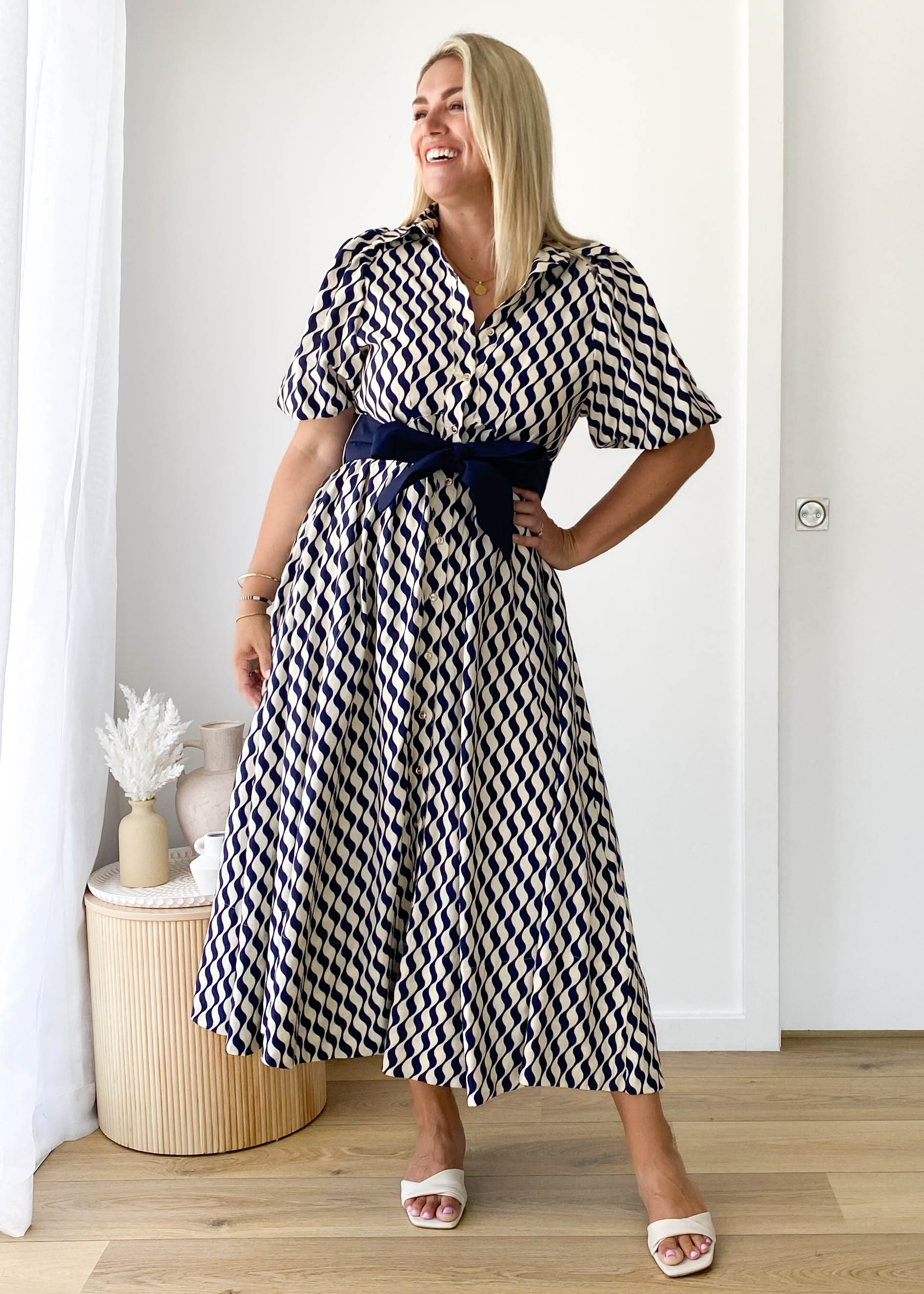 Brunswick Midi Dress - Navy Wave