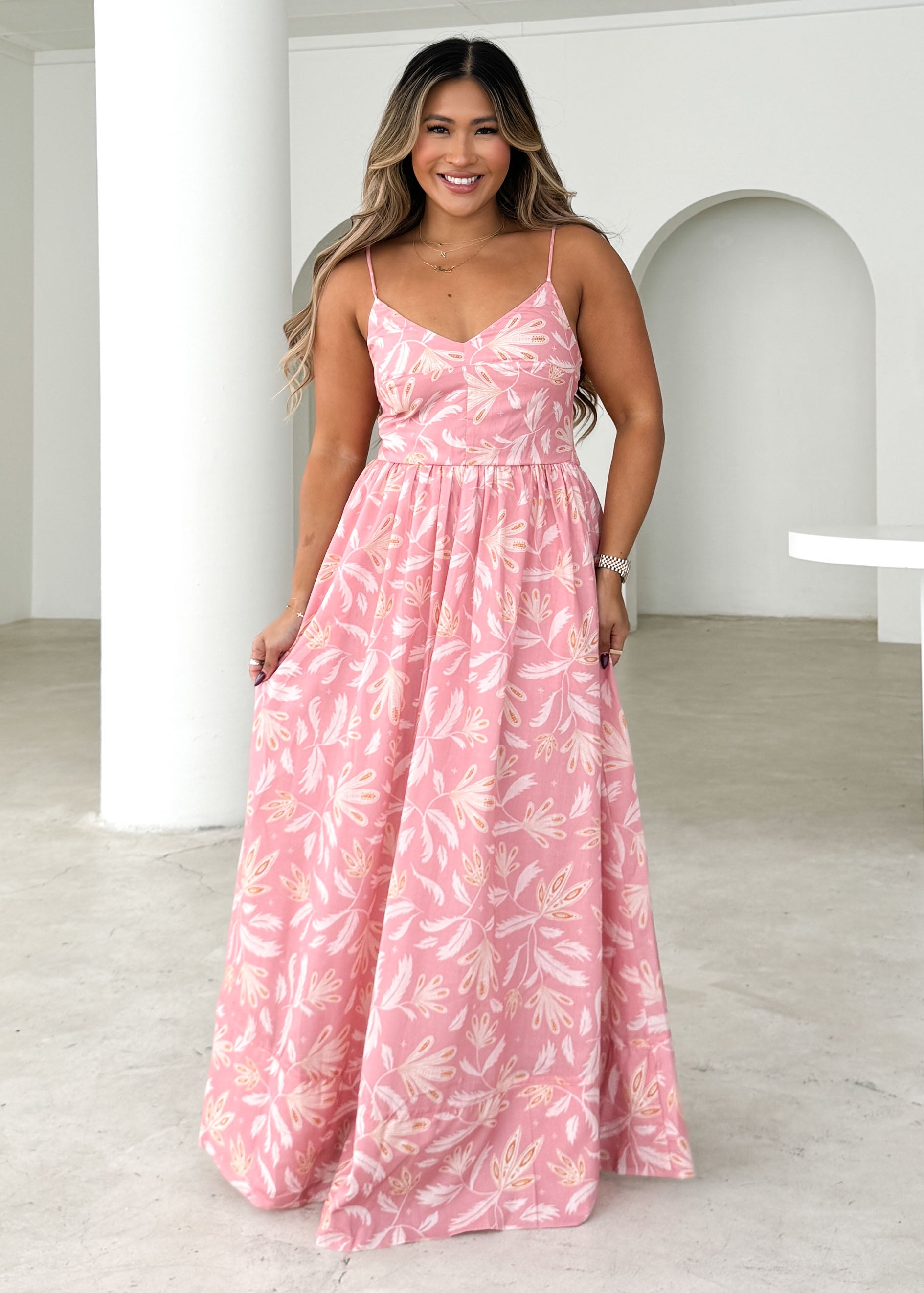 Madrid Maxi Dress - Blush Abstract