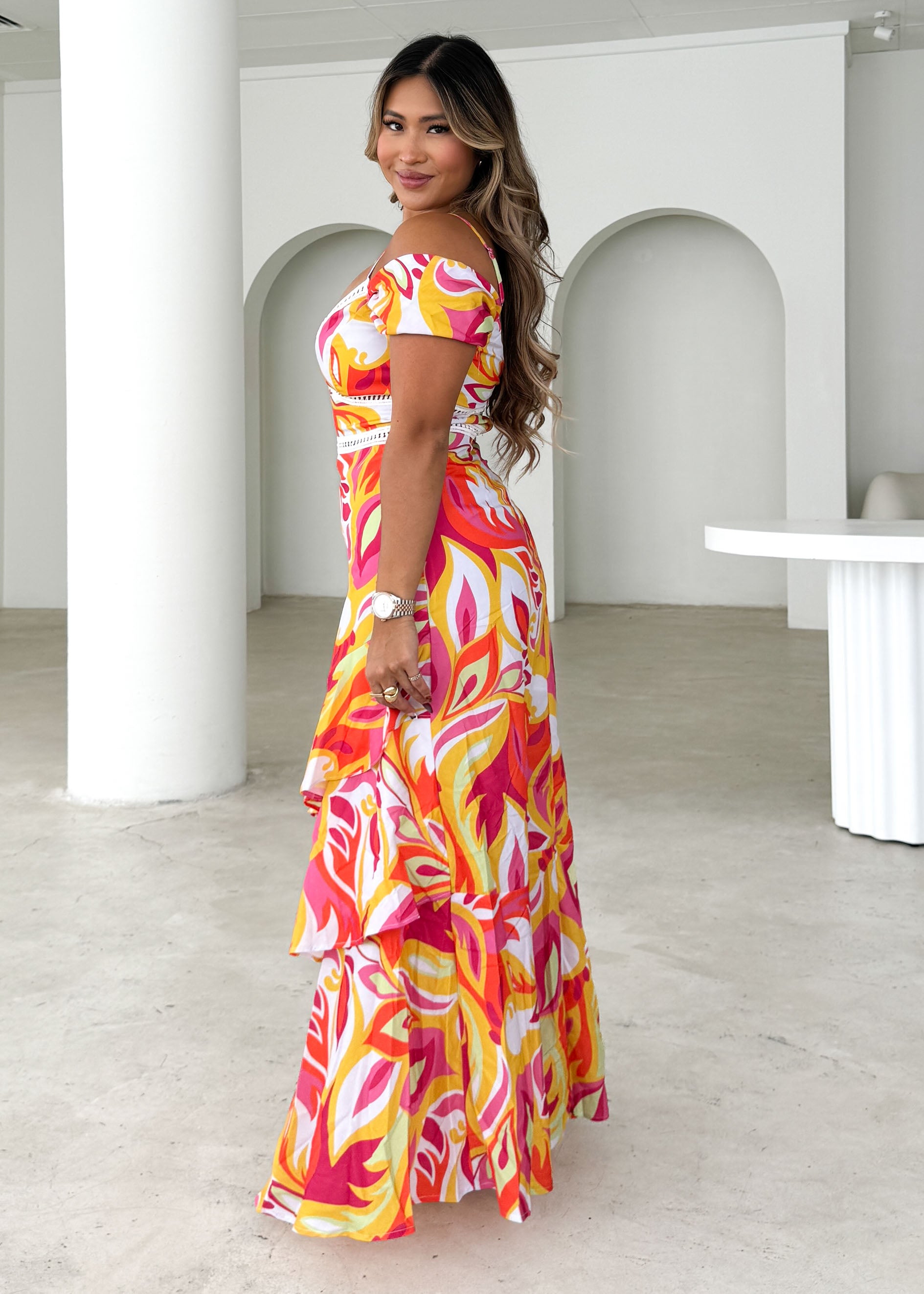 Rebecca Maxi Dress - Lime Floral