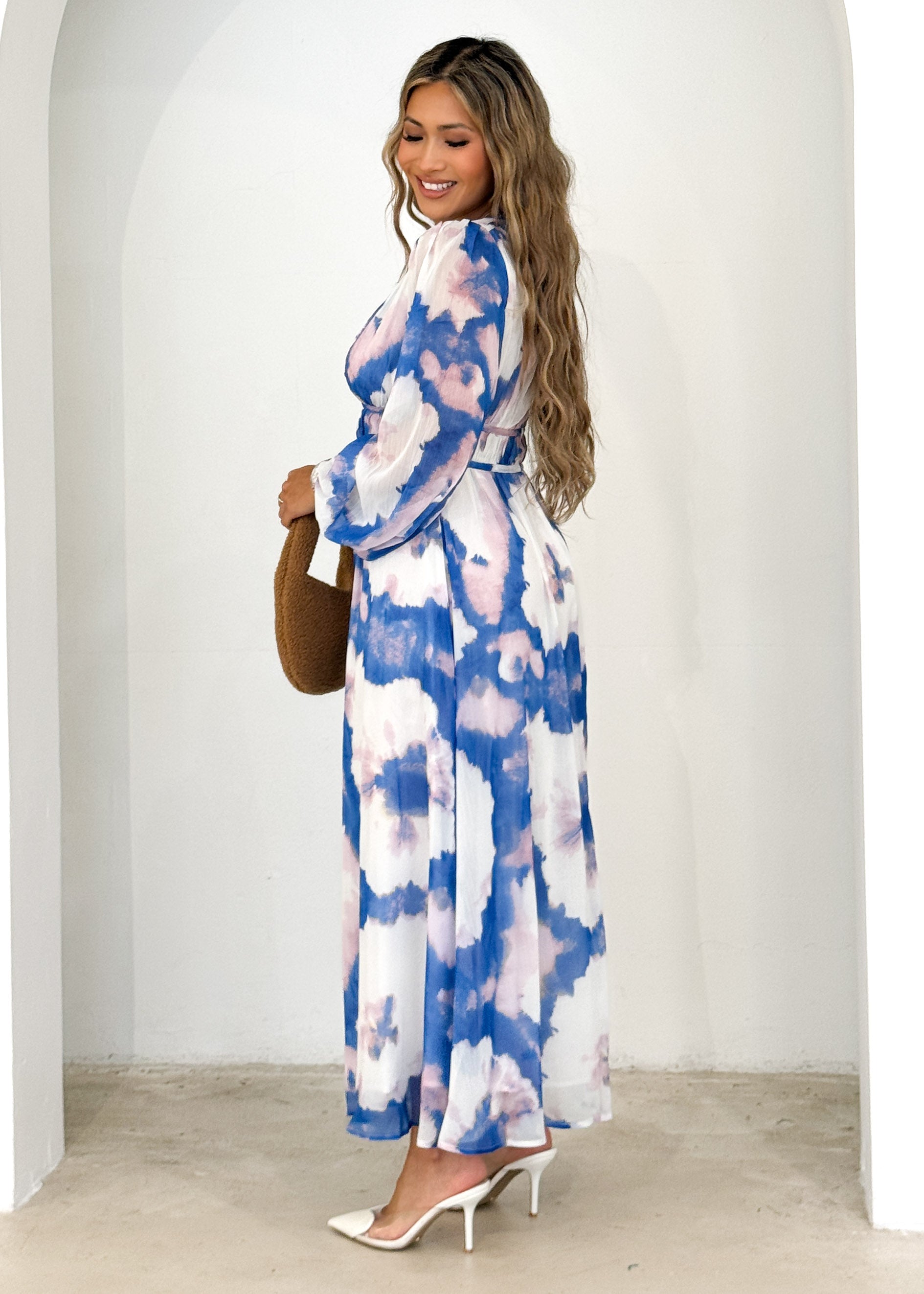 Anniston Maxi Dress - Indigo Watercolour