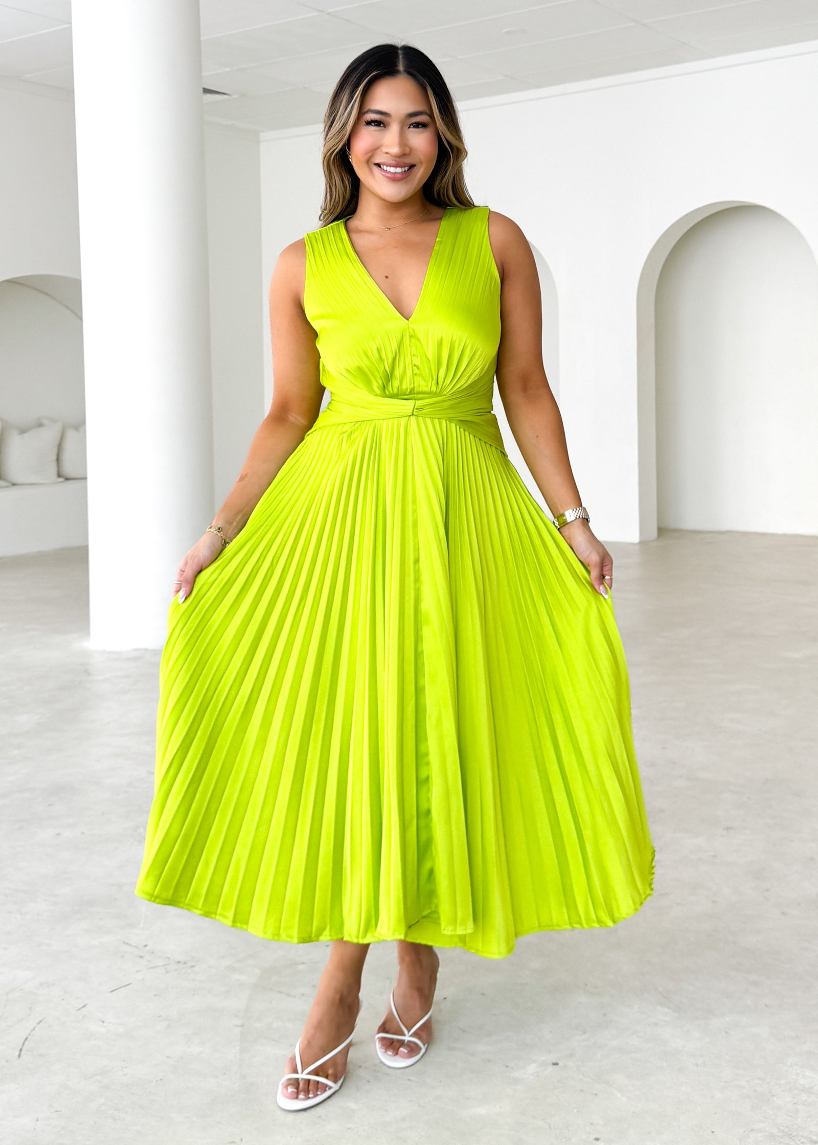 Lance Midi Dress - Lime Gingham & Heels Lance Midi Dress - Lime Gingham & Heels