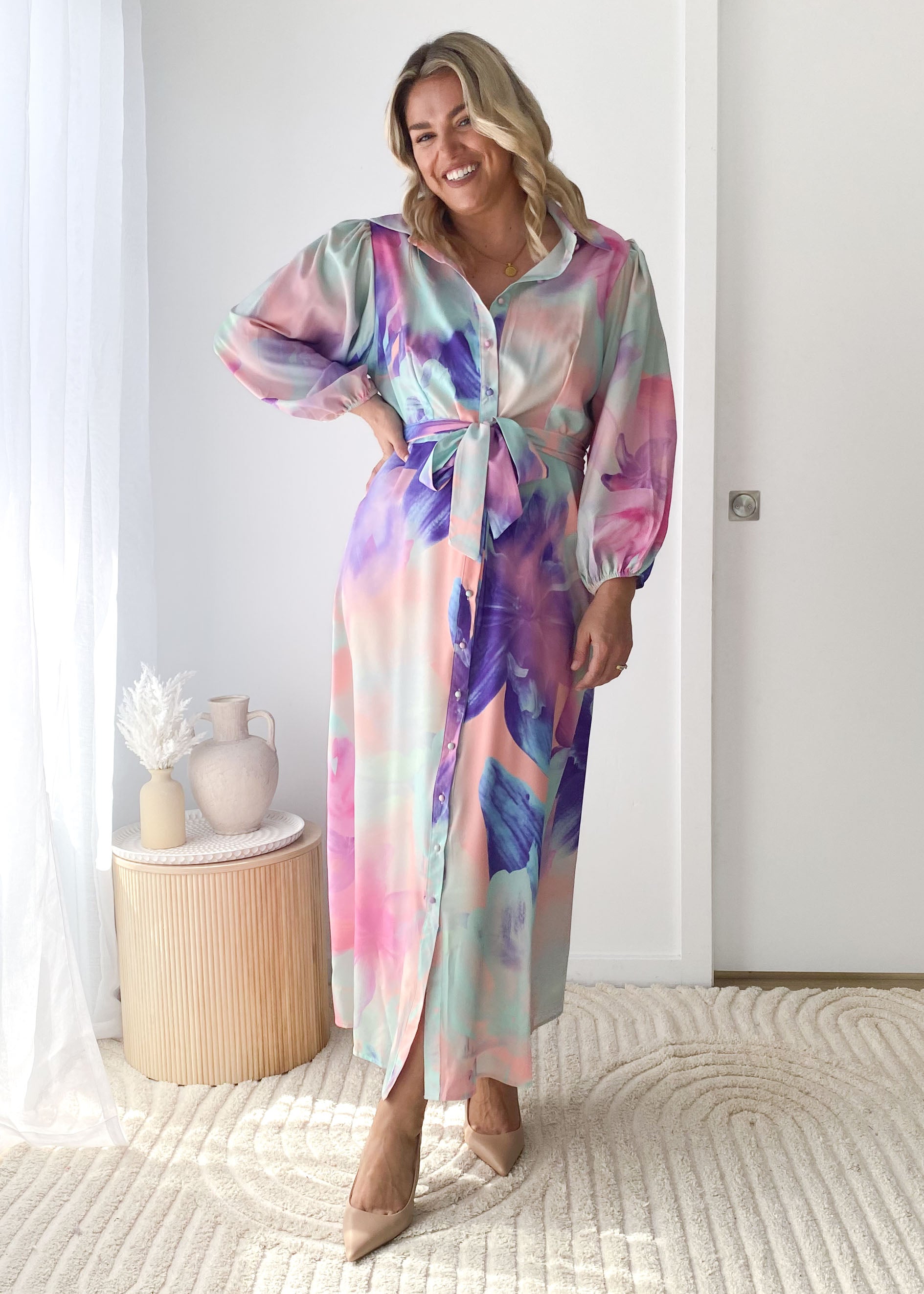 Alayna Maxi Dress - Pastel Watercolour