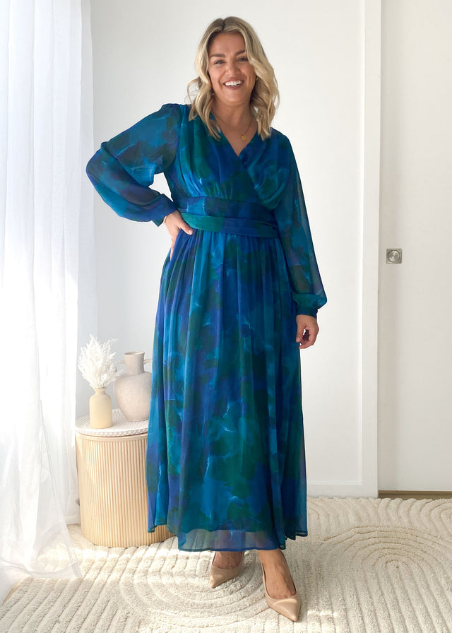 Amelle Maxi Dress - Blue Watercolour