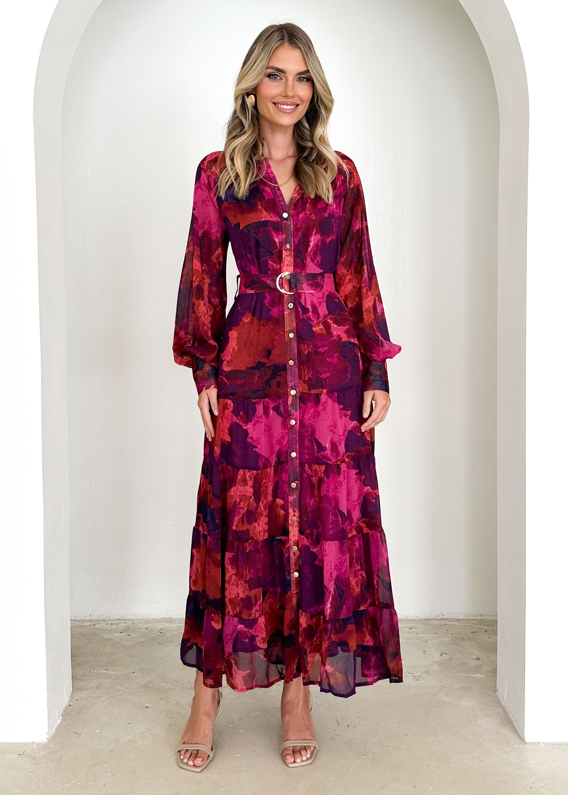 Anabella Maxi Dress - Plum Splash