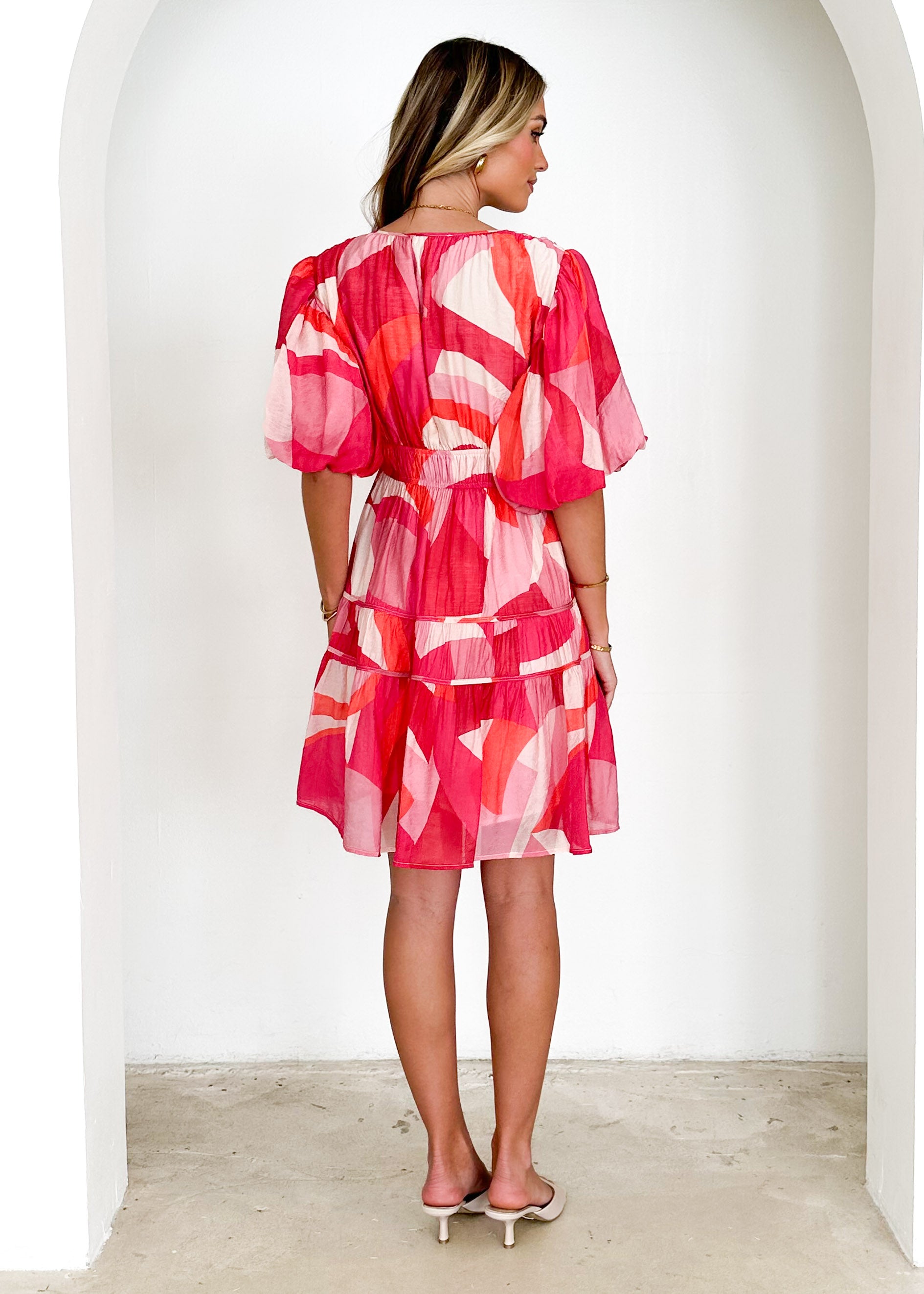 Channing Dress - Pink Geo