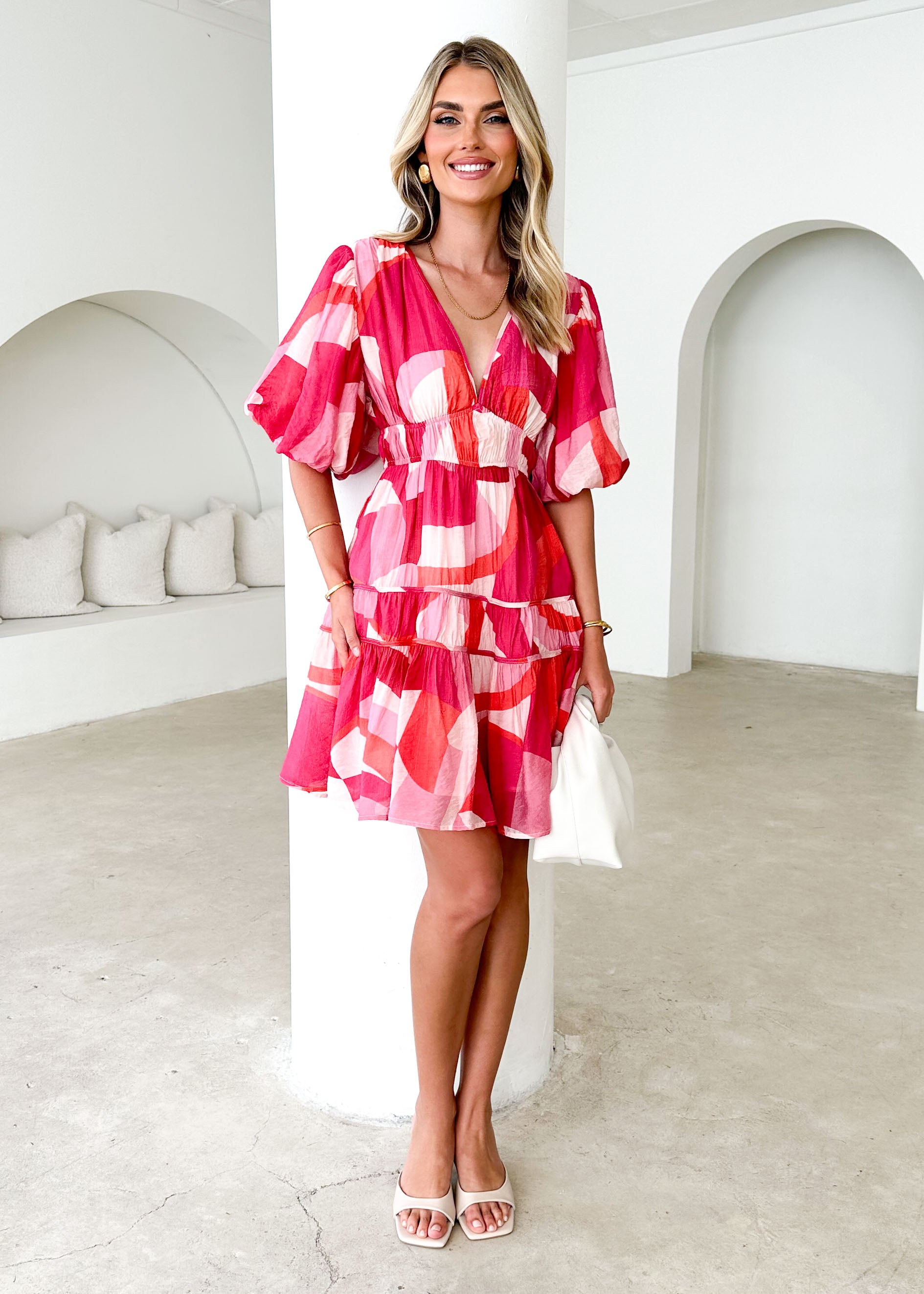 Channing Dress - Pink Geo