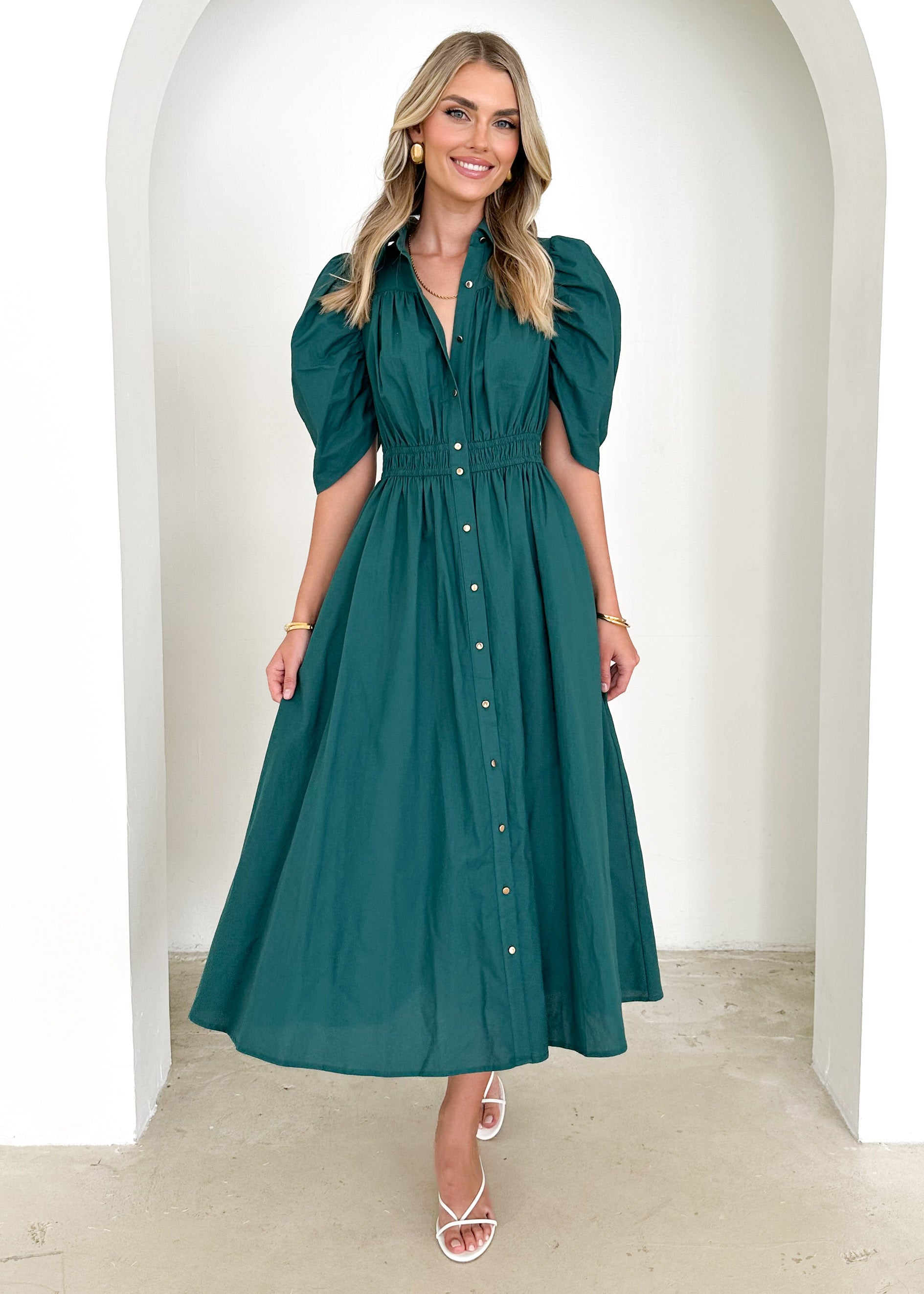 Ariana Midi Dress - Emerald