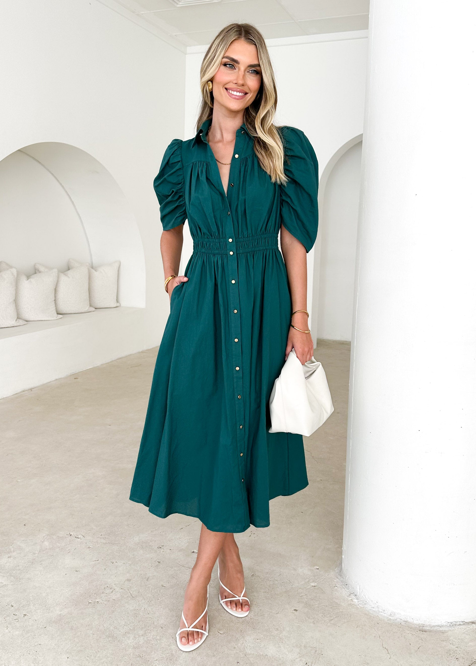 Ariana Midi Dress - Emerald