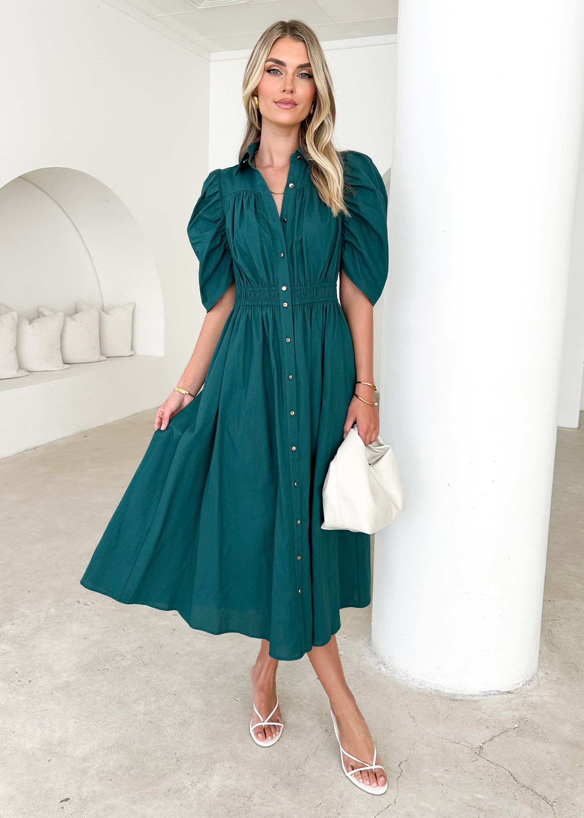 Ariana Midi Dress - Emerald