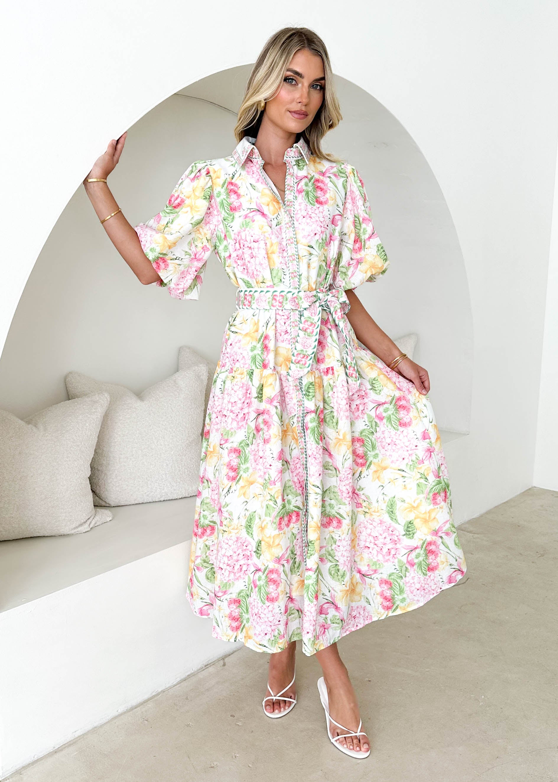 PRE-ORDER : Ceres Midi Dress - Pink Hydrangea