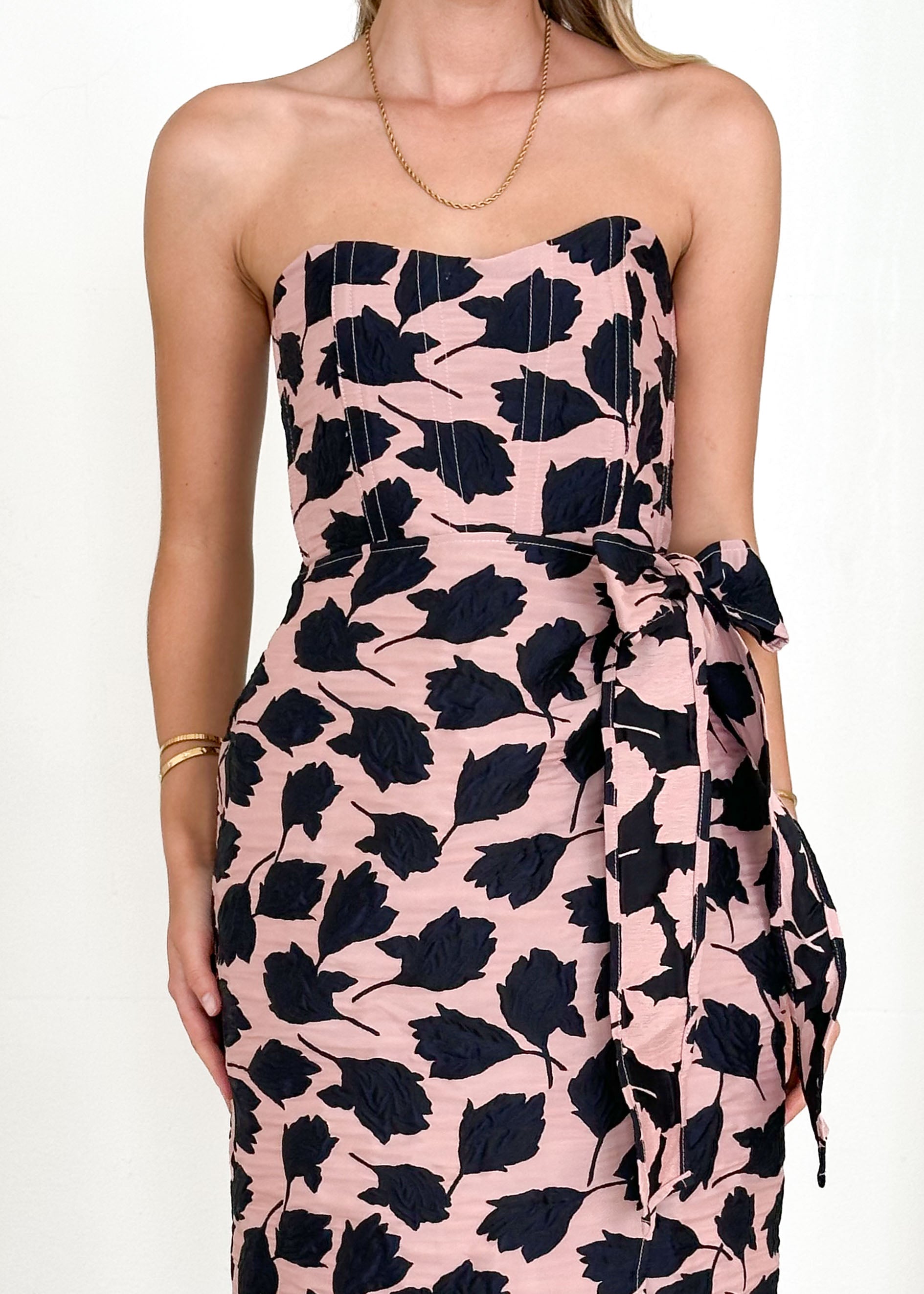 Indra Strapless Midi Dress - Midnight Rose