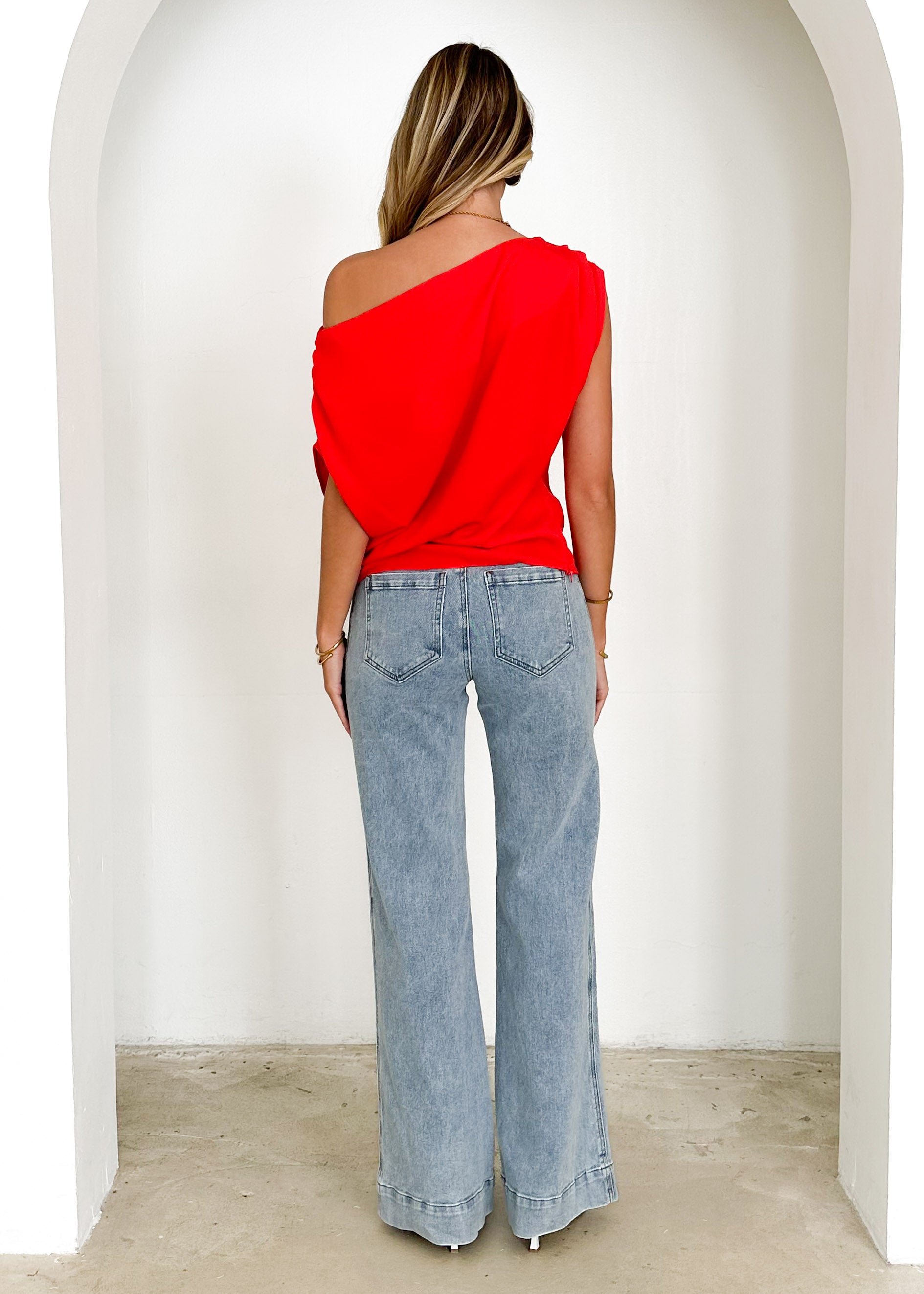 PRE-ORDER : Hailee Off Shoulder Top - Milan Red