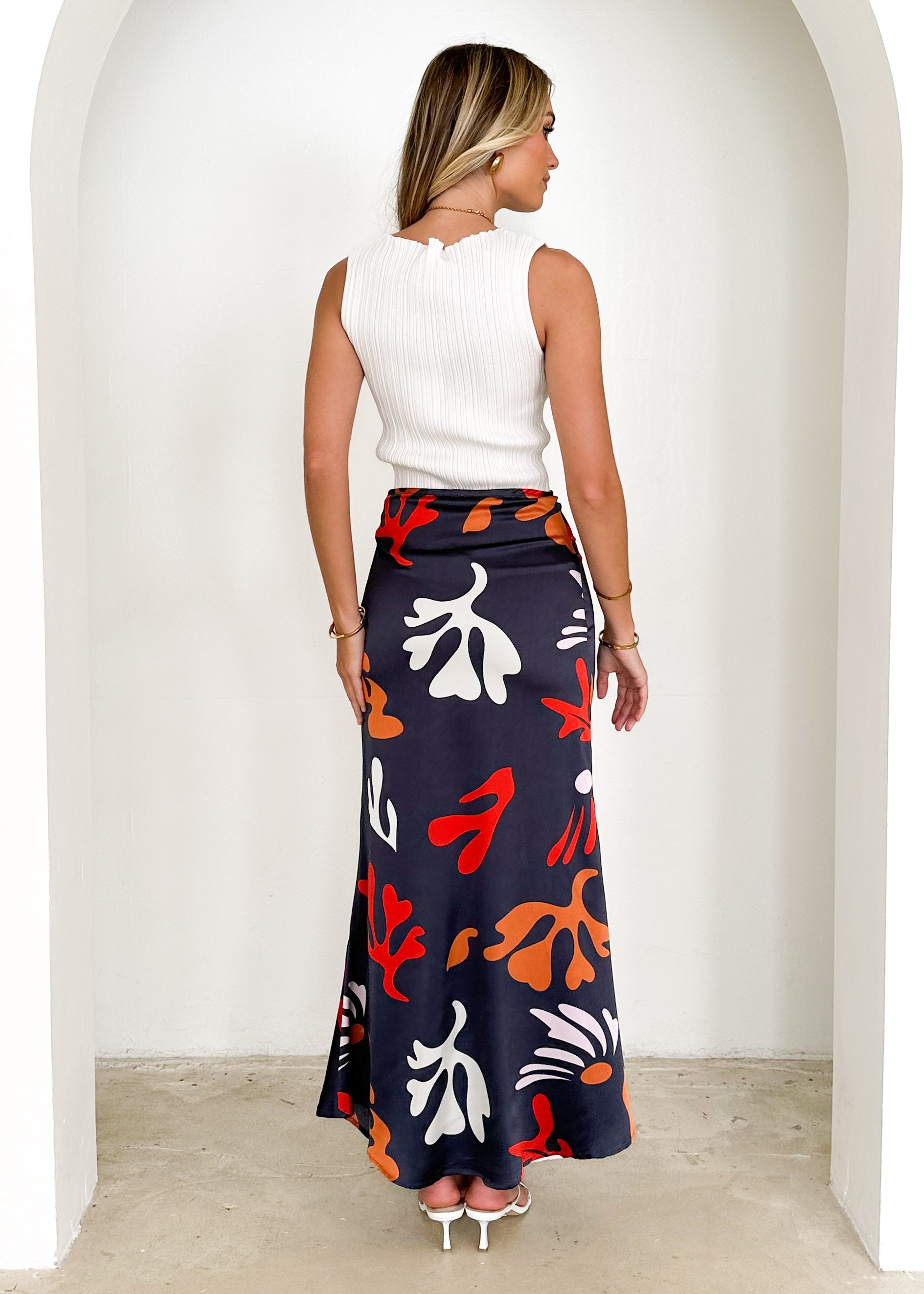 Cleos Maxi Skirt - Slate Abstract