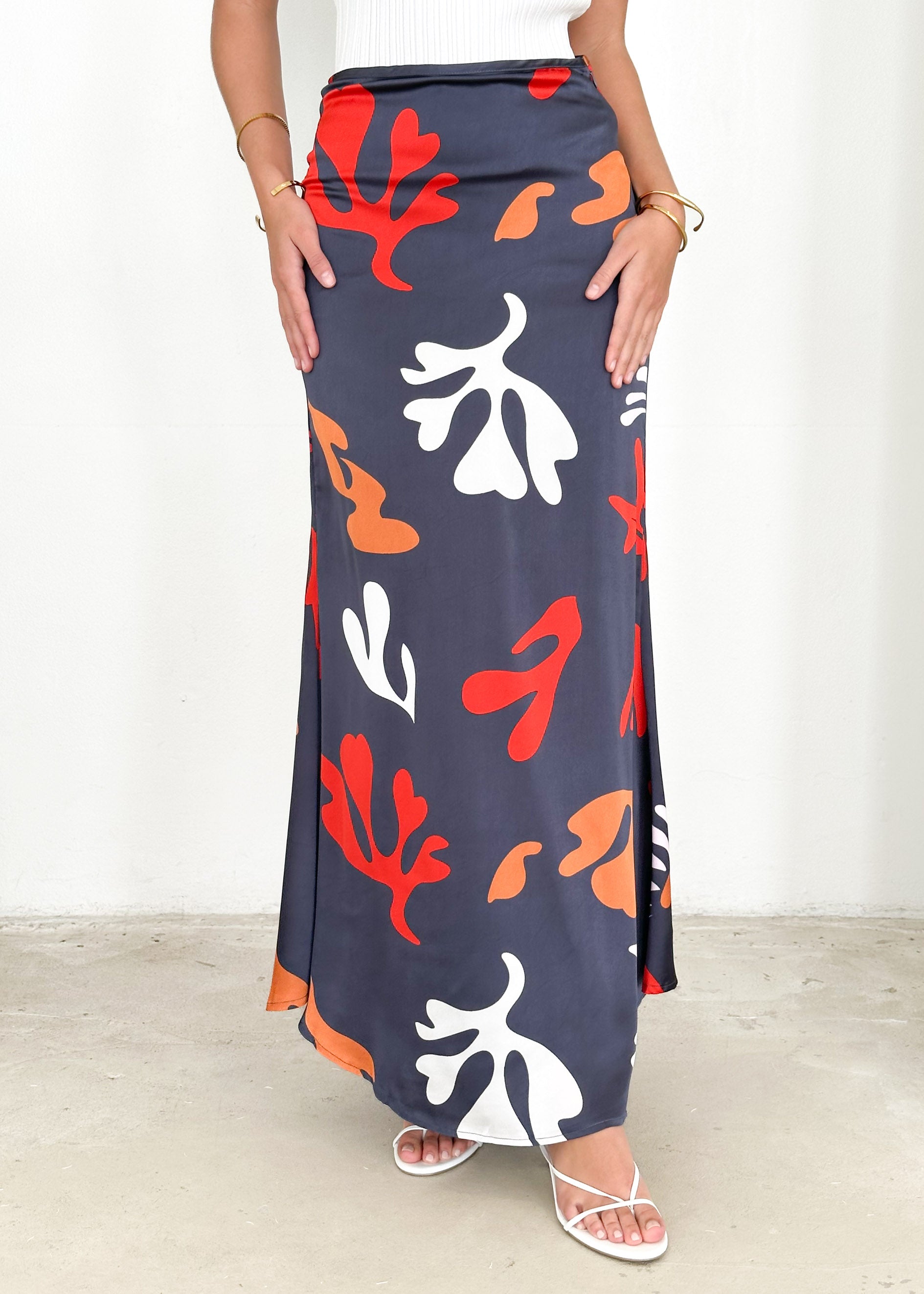 Cleos Maxi Skirt - Slate Abstract