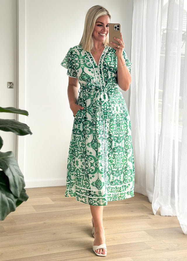 Avalon Maxi Dress - Emerald Geo