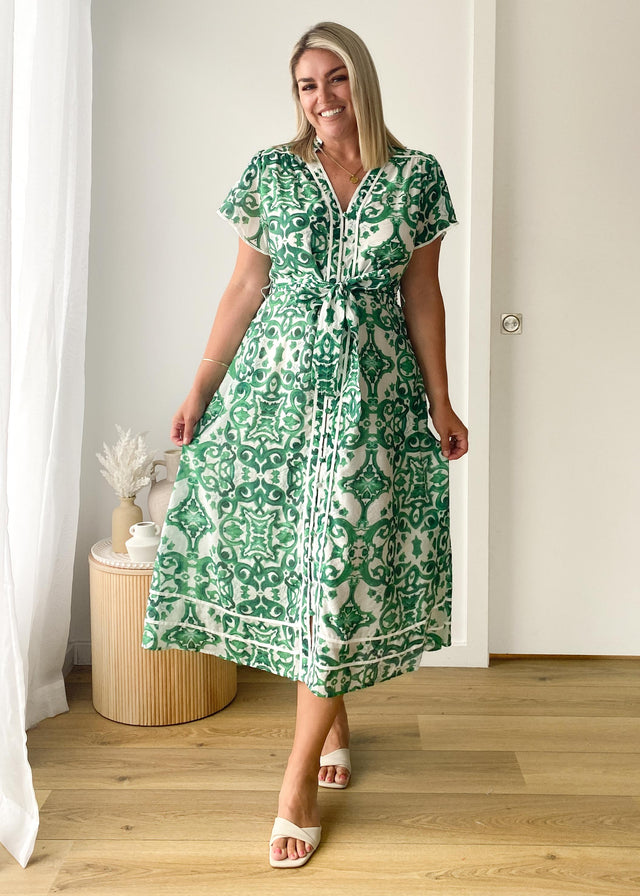 Avalon Maxi Dress - Emerald Geo