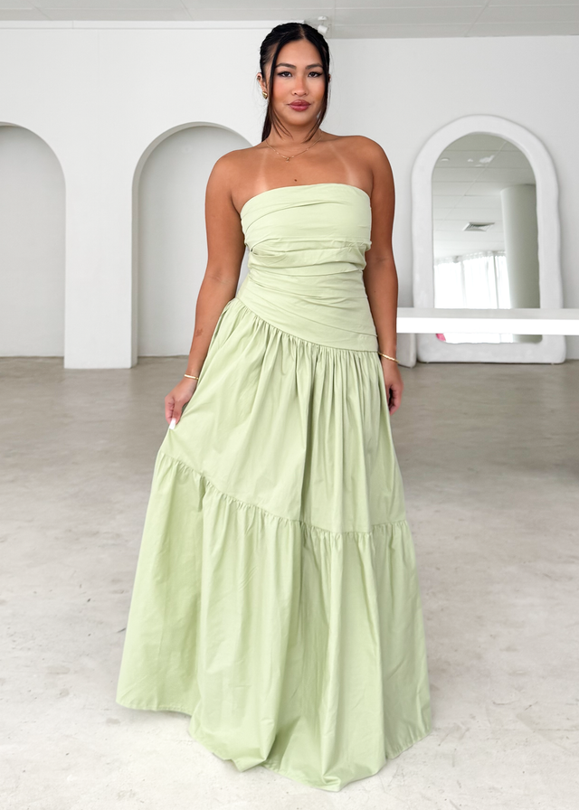 Abie Strapless Maxi Dress - Lime