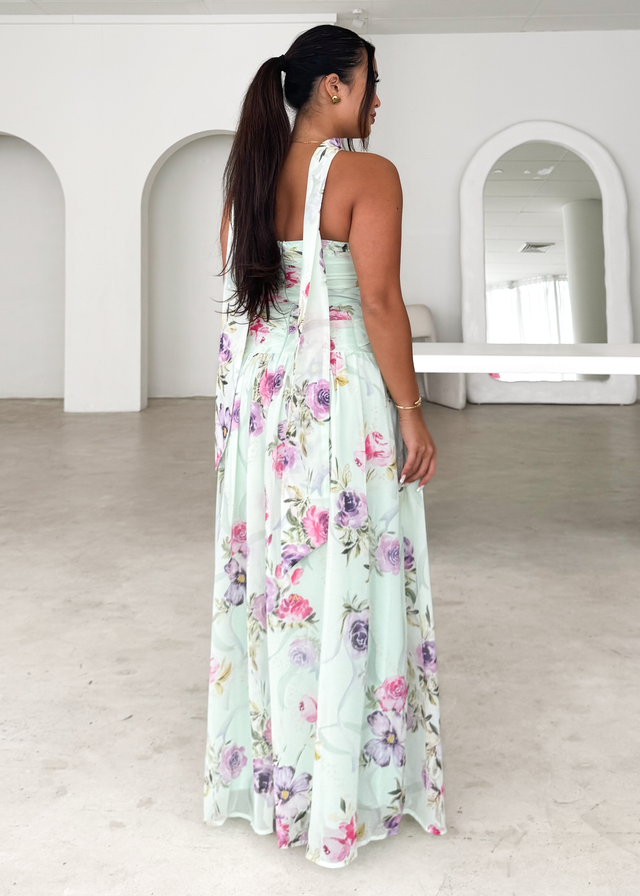 Nelai Strapless Maxi Dress - Mint Floral