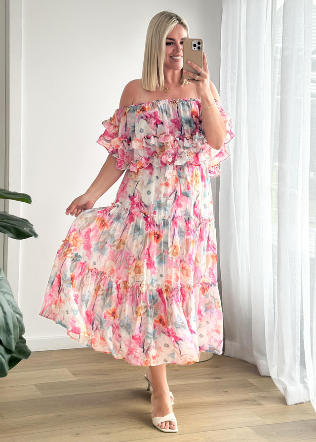 Samara Maxi Dress - Pink Blooms