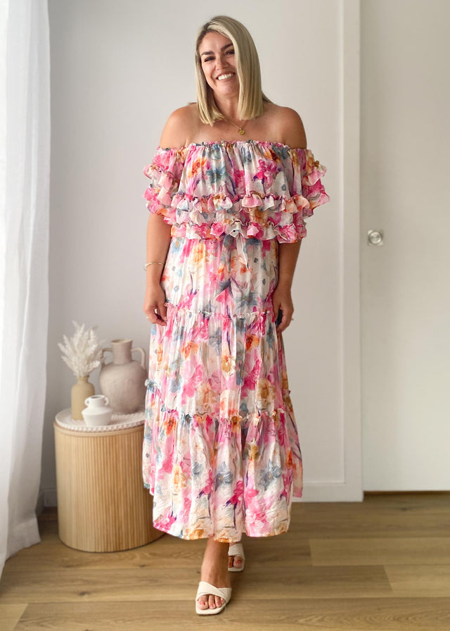 Samara Maxi Dress - Pink Blooms