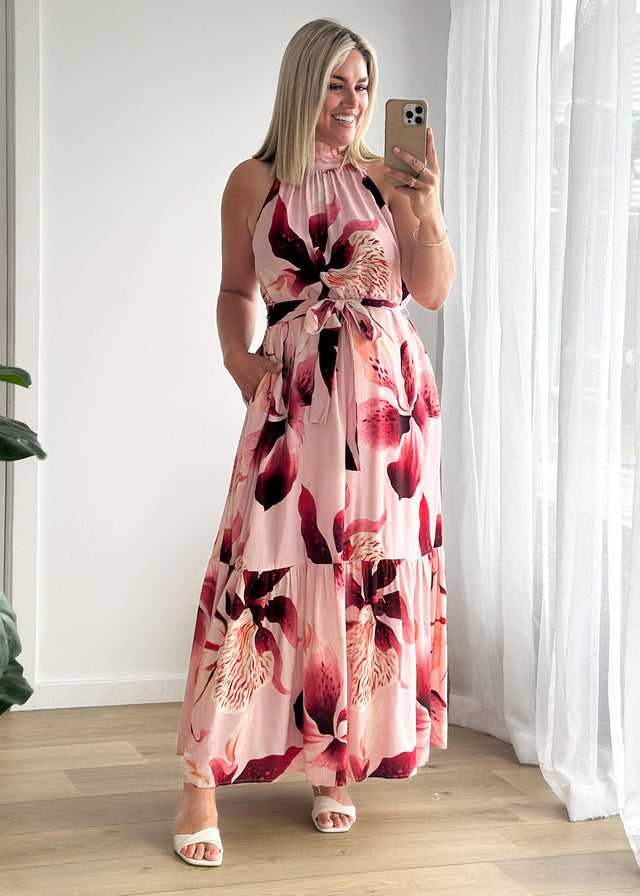 Danica Halter Maxi Dress - Blush Lily
