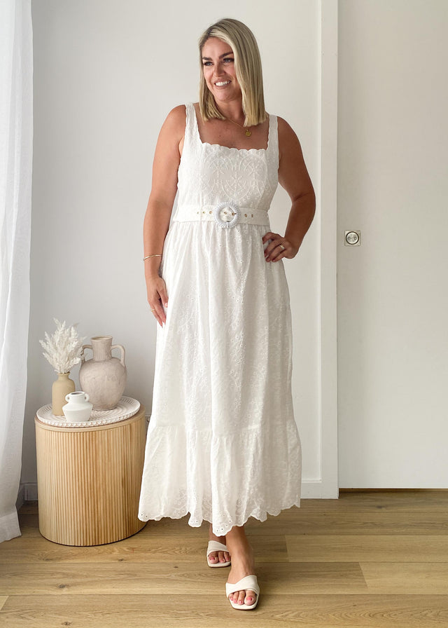 Kamilla Maxi Dress - White Anglaise