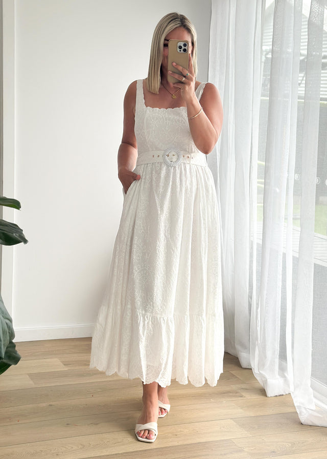 Kamilla Maxi Dress - White Anglaise