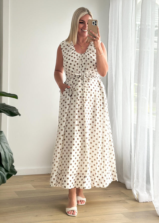 Poppi Maxi Dress - Vanilla Polka
