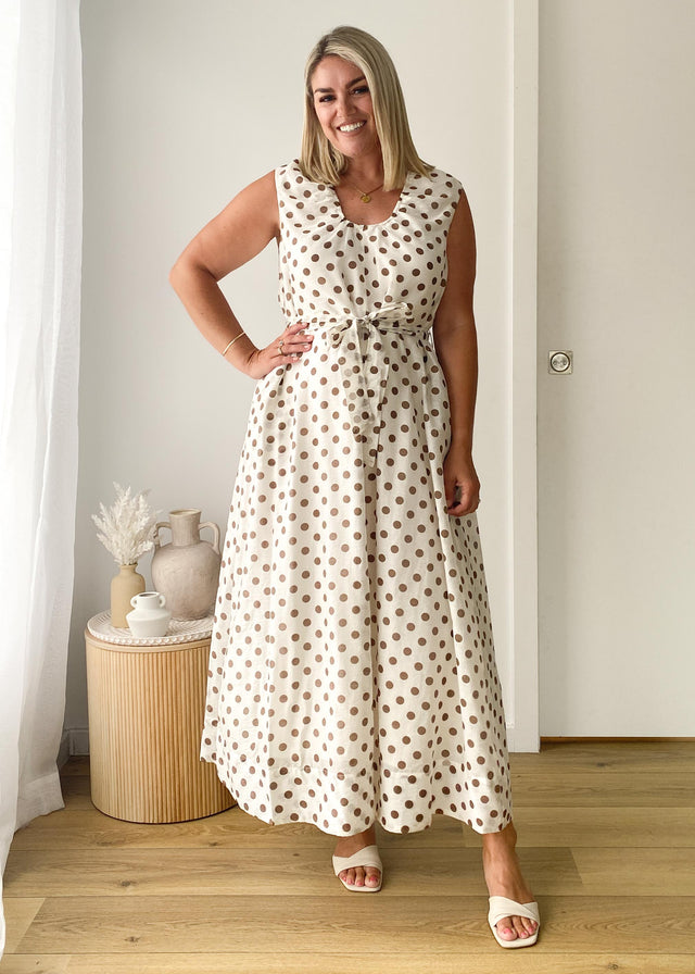 Poppi Maxi Dress - Vanilla Polka