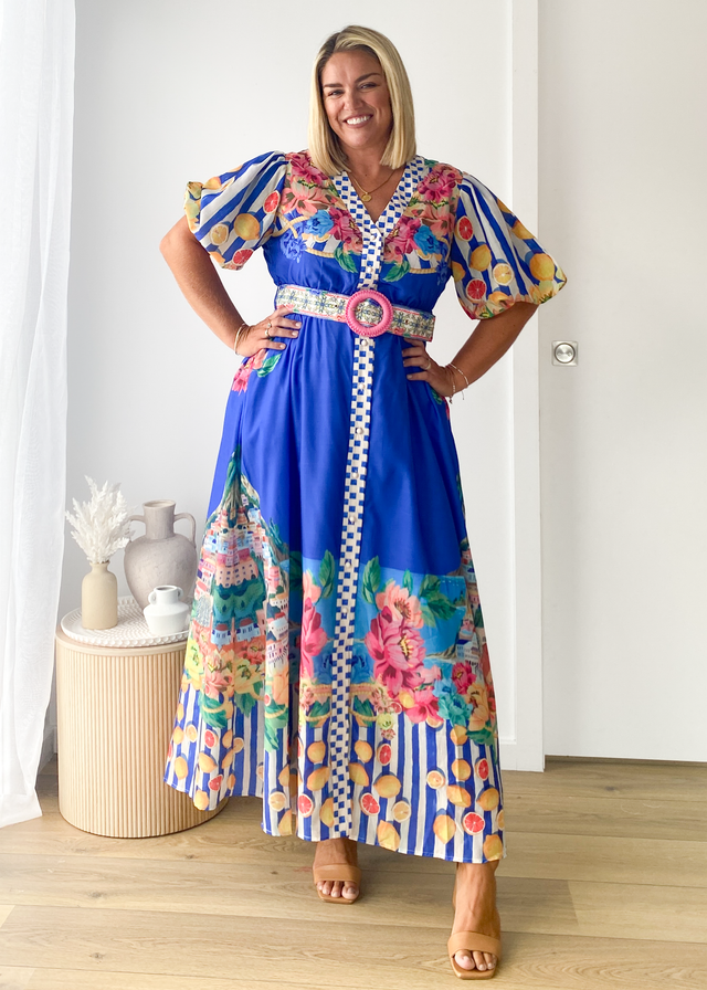 Ambre Maxi Dress - Positano Cobalt