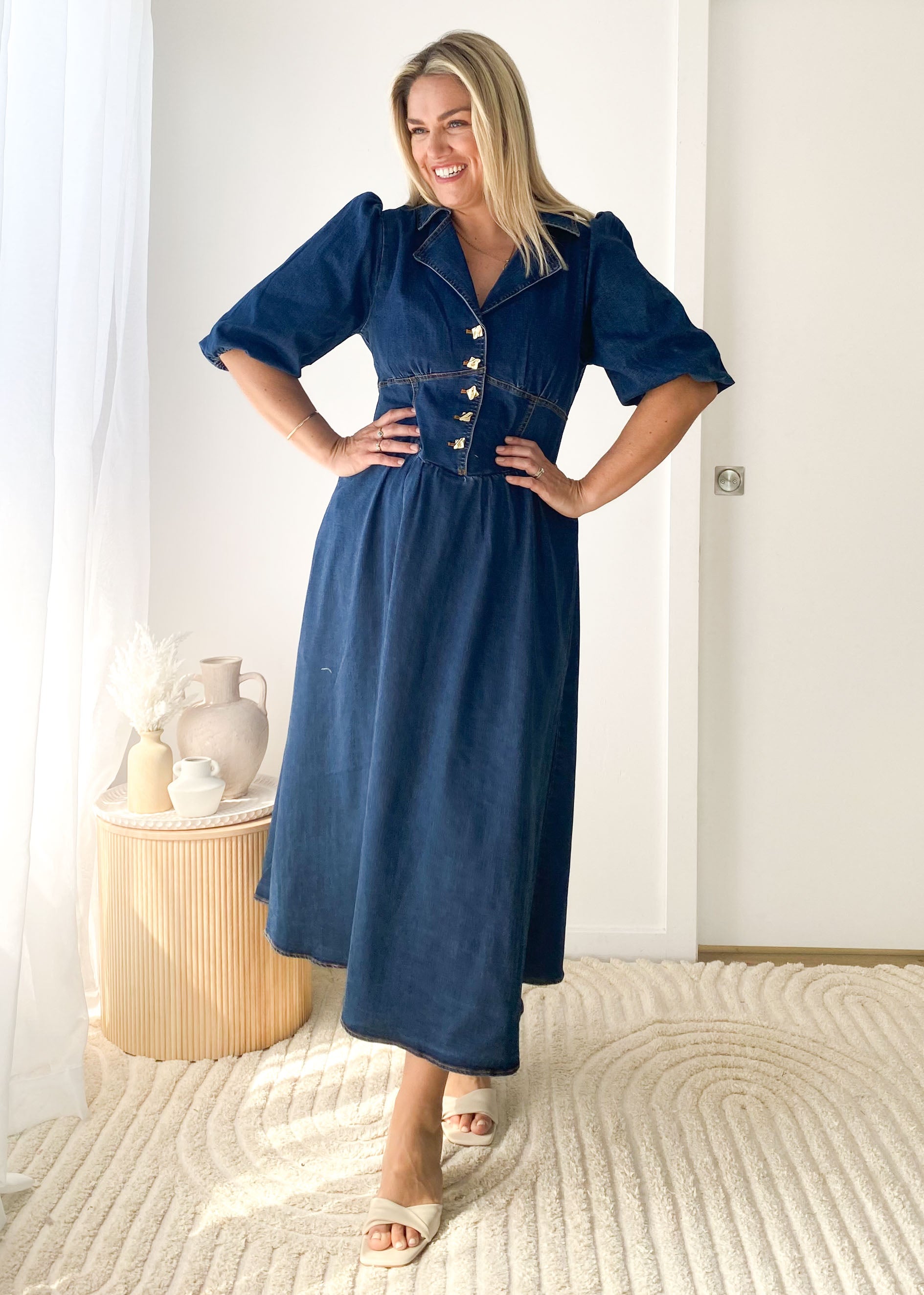 Carmine Denim Maxi Dress - Indigo