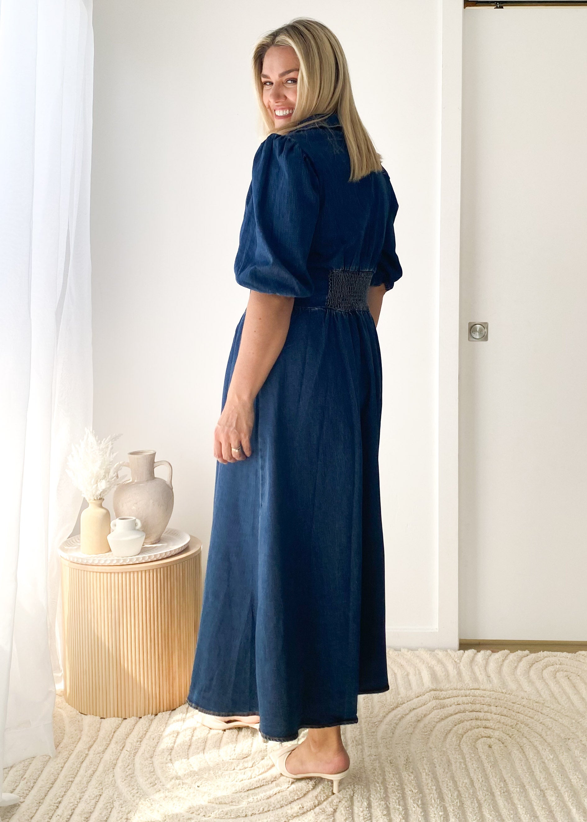 Carmine Denim Maxi Dress - Indigo