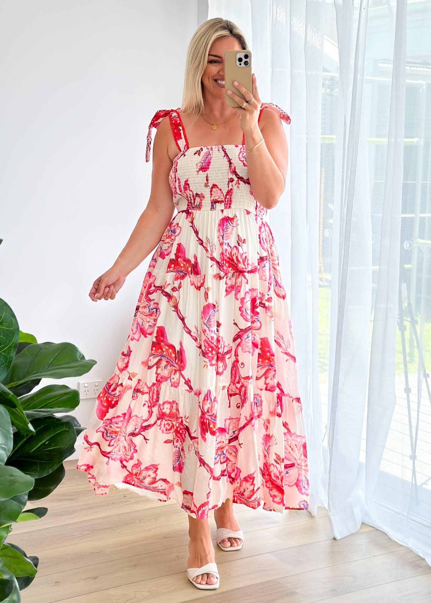 Beatrice Maxi Dress - Red Floral