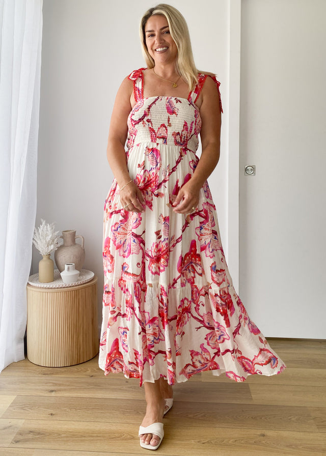 Beatrice Maxi Dress - Red Floral Gingham & Heels Beatrice Maxi Dress - Red Floral Gingham & Heels