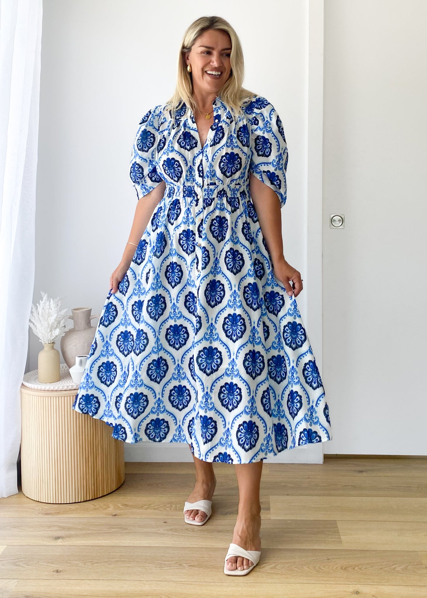 Bolt Maxi Dress - Blue Abstract