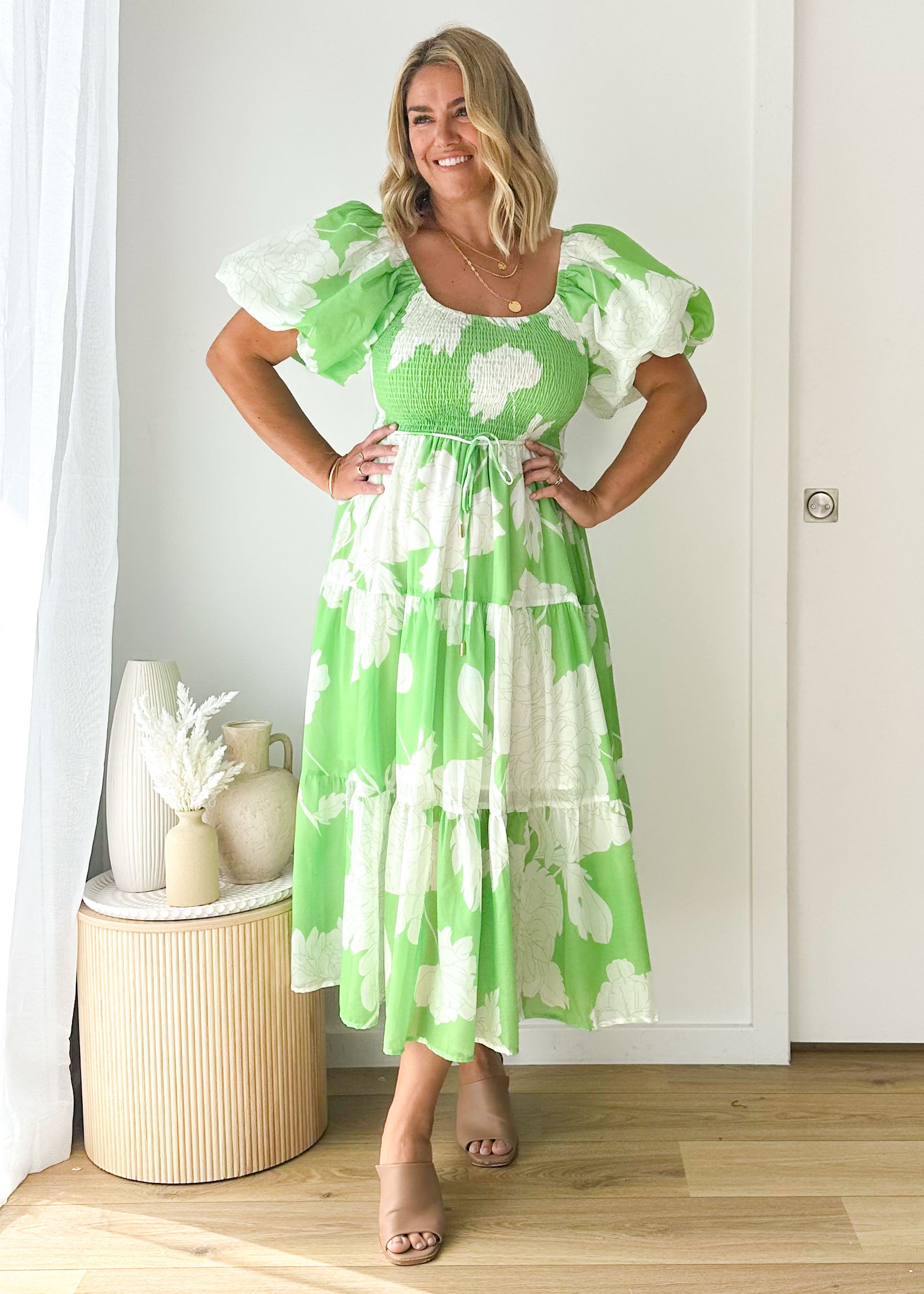 Mariani Maxi Dress - Lime Floral